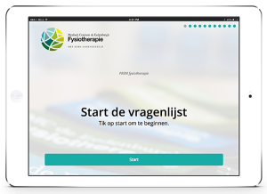 PREM start scherm op tablet in zorgpraktijk